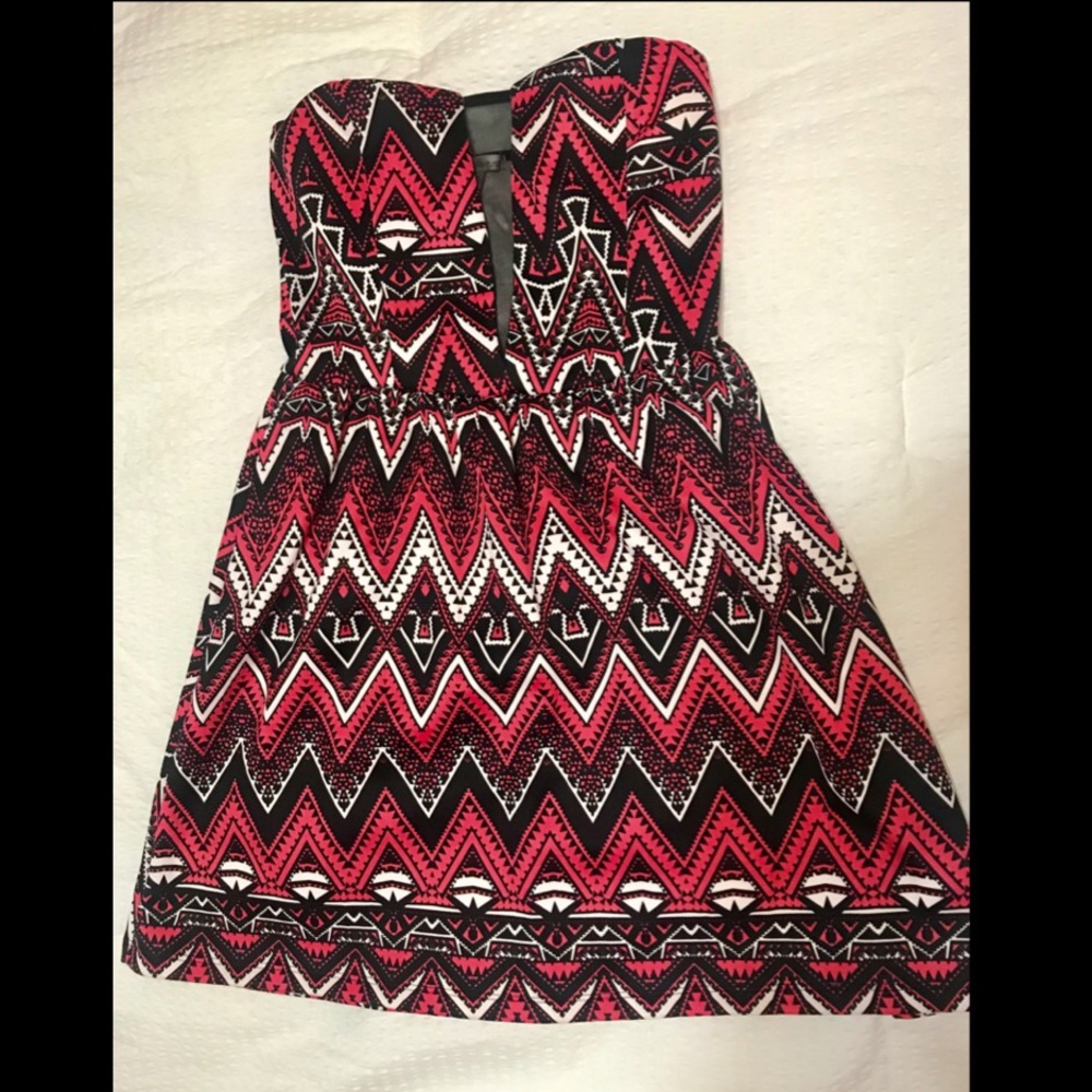 Strapless multicolor mini dress